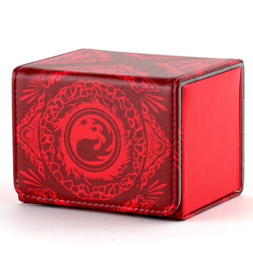 Deck Box for MTG Cards, Trading Commander Deck Case Holds 120+ Sleeved Cards, PU Leather Magnetic Collectible Card Storage Box Fits for TCG Magic Card (Red) - color: Red