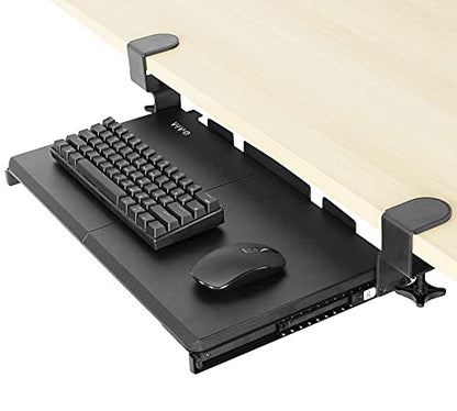 VIVO Small Keyboard Tray, Under Desk Pull Out with Extra Sturdy C Clamp Mount System, 20 Inches (26 Inches Including The Clamps) x 11 Inches Slide-Out Platform Computer Drawer for Typing, Black, | Keyboard Tray for Typing, Slide Out Platform, Extra Sturdy