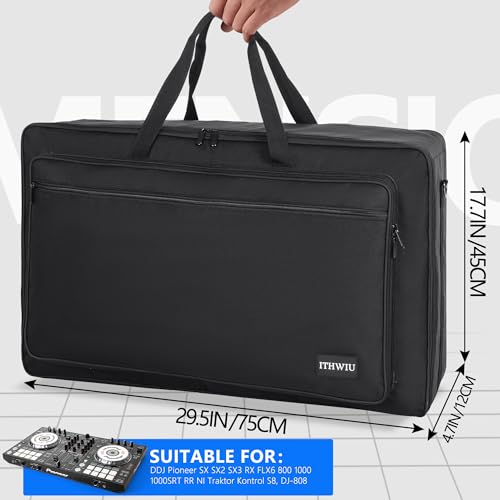 Padded Dj Controller Case for DDJ-FLX6, DDJ-800, DDJ-1000, 1000SRT, DDJ-SX, DDJ-SX2 SX3, DDJ-RX, XDJ-RR DJ Controller Carrying Bag 29.5 X 17.7 X 4.7 Inch - size: 29.5 X 17.7 X 4.7 Inch
