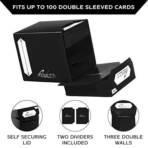 Quiver Time Trading Card Deck Blocks and Card Sleeve Bundle Fits Magic: the Gathering Cards & Other TCGs – 5x 100+ Standard Deck Box with 2 Dividers/Box + 500 Artemis Mixed Sleeves (66x93 mm) | 5 deck boxes 100+ with 2 dividers each and 500 Artemis mixed