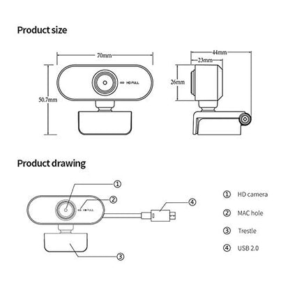 Full HD 1080P Webcam with Microphone Streaming Web Camera for Video Calling and Recording USB PC Camera Computer Camera for, Laptop & Desktop, Plug and Play, 360° Flexible