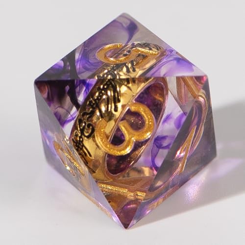 Magic Ring DND Dice Set Resin 7Pcs Dice DND with an Iron Box for DND; COC; Role Playing dice Games and Board Games Gift (Purple) - color: Ring Purple