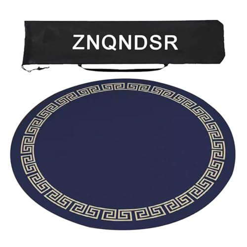Round Mahjong Mat for Mahjong Poker Card Games, Mahjong Matching Game, Mahjong Table Mat with Storage Bag(Blue,80cm/31in) - color: Blue, size: 80cm/31in