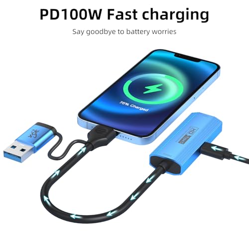 Video Capture Card with 100W PD Fast Charging, 4K 60Hz Input to 1080P 60FPS, HDMI to USB C/A, Best for Switch2/1 Steam Deck PS5 iPad & Quest 3, Pro OBS Streaming