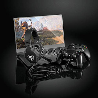 NUBWO U3 Gaming Headset with Mic for PC, PS4, PS5, Xbox 1, Mac, Switch, Wired Over-Ear Gaming Headphones with Mic Clear Call, Lightweight & in-Line Control-Black