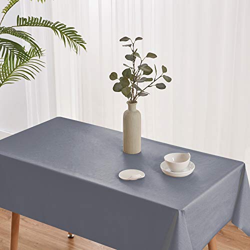 NLMUVW Square Vinyl Tablecloth 100% Waterproof Oil Proof Spill Proof PVC Table Cloth Wipe Clean Table Cover for Kitchen Dining Picnic, Dark Grey, 48 x 48 inch - color: Dark Grey, size: 48" x 48" (Square)