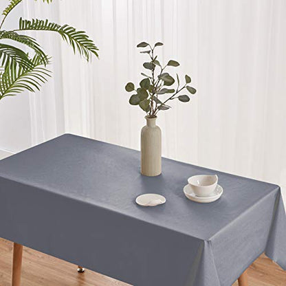 NLMUVW Square Vinyl Tablecloth 100% Waterproof Oil Proof Spill Proof PVC Table Cloth Wipe Clean Table Cover for Kitchen Dining Picnic, Dark Grey, 48 x 48 inch - color: Dark Grey, size: 48" x 48" (Square)