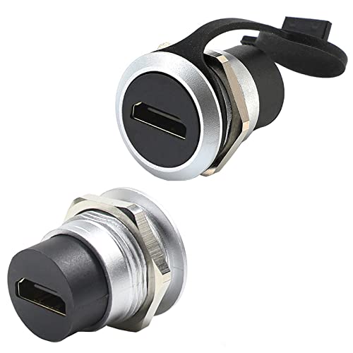 PENGLIN 2PCS HDMI 2.0 Panel Mount Coupler Female to Female | 4K@60Hz Resolution,3D Video Supported,Zero Lag Audio & Video Signal,Robust Zinc Alloy Housing - size: BLACK 2PCS HDMI(ROUND TYPE)