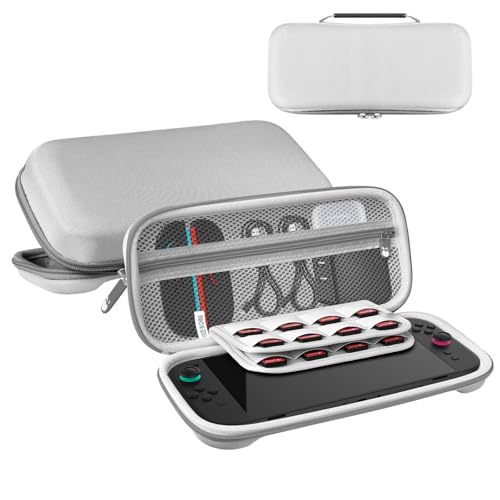 RAVEtone Travel Carrying Case Compatible with Nintendo Switch 2 Model 2025, Large Capacity Premium EVA Portable Hard Shell Pouch Waterproof Game Bag with 32 Game Cartridge Accessories (Gray) - color: Gray, style: Large