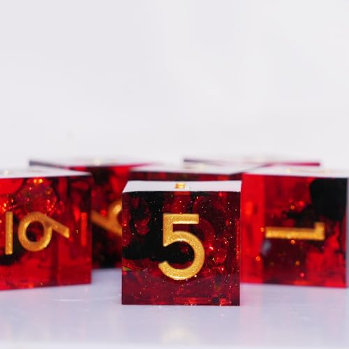 Generic 6PCS 16mm D6 Resin dice Set Dice for DND Dungeons and Dragons Role Playing Game (Red) - color: Red