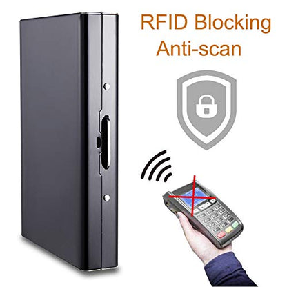 RFID Credit Card Holder Protector Metal Credit Card Wallet Business Card Holder for Men Women Gift Box Package (Black) - color: 01 Black