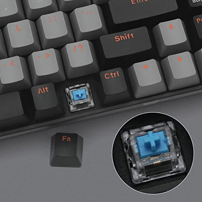 Qisan Mechanical Gaming Keyboard, Dual Mode 2.4G/BT Wireless, 60% Layout, US Layout, Blue Switch, 68 Keys, Computer Keyboard, Gaming Pc, Wireless Gaming Keyboard - color: Blue Switch Black & Grey Combo Color