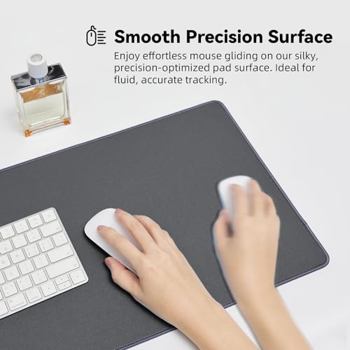Reniteco Large Office & Gaming Mouse Pad, 27.6" x 11.8" x 0.08" | Anti-Fray Stitched Edges, Premium Textured Surface, Non-Slip Rubber Base, Water and Stain Resistant Protection - color: Deep Gray, size: 27.6''x11.8''x0.08''