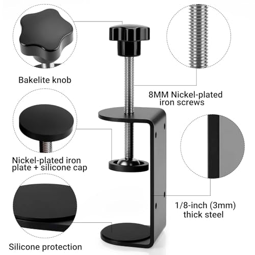 C Clamps 2-3 Inch with 4 Small Holes in the Back, Adjustable Desk C-Clamp for Range 0.39"~3.5", Versatile Clamp for Brake, Parts Assembly, Fastening, Welding, Woodwork, Metal Work (6-Pack, 3 in) - size: 3 in, style: 6-Pack