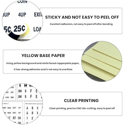 30mm and 24mm White Arcade Button Controller Decals with Die-Cut, High-Visibility Symbols, for DIY Arcade Decals in Two-Player Game Setups(Style 2) - color: White Game Button Stickers* 4pcs