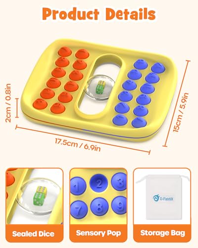 D-FantiX Number Pop Dice Math Games, Car Airplane Travel Essentials Kids | Toddler Sensory Fidget Toys, Learning & Education Activity, Ideal for Classroom & Road Trips, Birthday Gift Stocking Stuffers