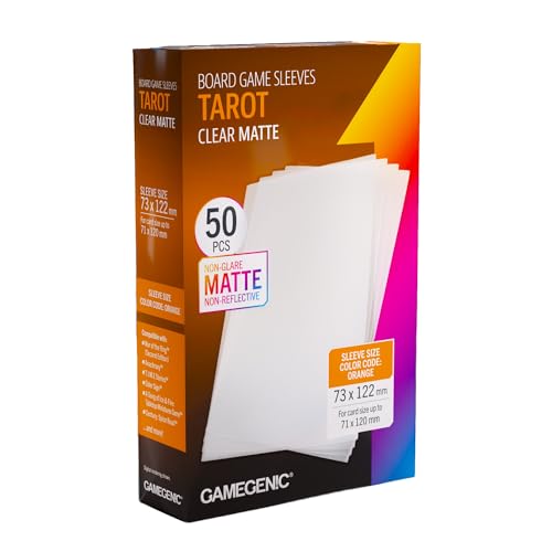 Gamegenic Board Game Sleeves: Tarot Size - Orange Color Code | Matte Clear, 100 Microns Anti-Glare Protection, Non-PVC and Acid-Free