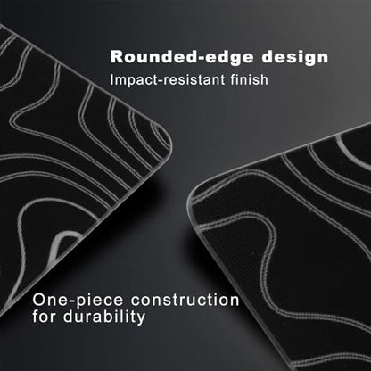 Glass Mousepad, Hard Surface Gaming Mouse Pads, Mousepad Gaming, Glasspad | Glass Pad, Professional Esport Tempered Glass Mouse Pad, Hard Mouse Pad for Bed, 11.8"×9.8" computer mat - color: Contour Lines - Black and White
