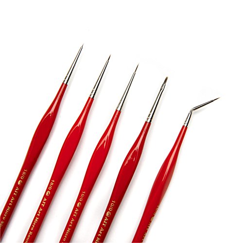 AIT Art Select Micro Detail Brush Set, 5 Miniature Paint Brushes for Fine Detail, Handmade in USA for Trusted Performance, Triangular Handle Design for the Best Grip and Ultimate Precision