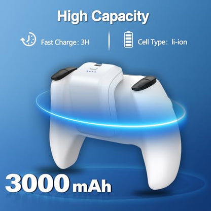 3000mAh PS5 Controller Battery Pack, Fast Charging PS5 External Battery for Sony PlayStation 5 LIP1708 DualSense CFI-ZCT1W Wireless Controller - size: 1 battery