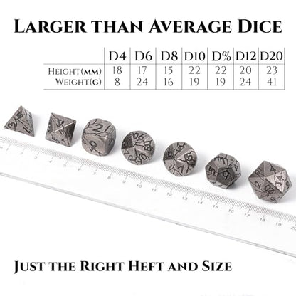 Metal Dice for DND - Ancient Cracked Pharaoh Ruins – Iron | Beautiful 7pc Polyhedral Dice Set, Smooth Rolling, Role Playing Games (RPG), Compatible with D&D, for Dungeons and Dragons - color: Ancient Iron