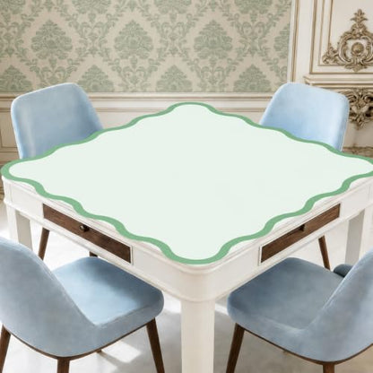 Scalloped Mahjong Mat - Non-Slip Noise Reduction Gaming Mat 31.5 x 31.5 Inch for Mahjong,Waterproof Surface, Neoprene Mahjon for American Mahjong Game (Green) - color: Green
