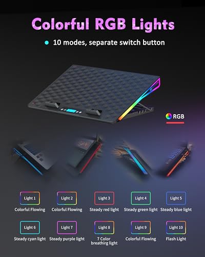 AICHESON Laptop Cooling Pad, 15 Powerful Cooling Fans, Gaming Laptop Cooler with RGB Lights for 15-17.3 inch PC Computers - color: RGB
