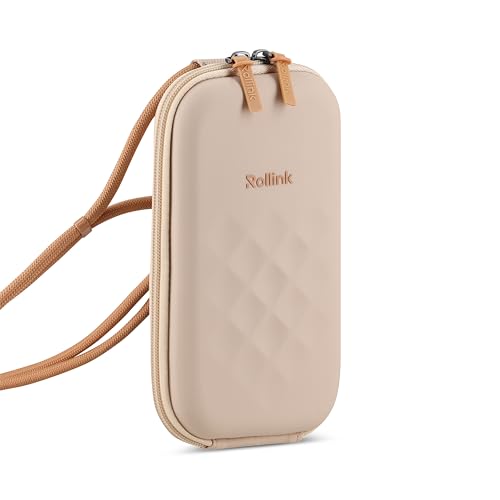 Rollink Nano EVA Hard-Shell Phone Case Crossbody Bag – Compact Travel Organizer, Water-Resistant, Adjustable Strap | Quick-access layout - color: Peach