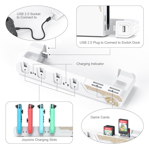 Switch Controller Charging Dock Compatible with Nintendo Switch OLED-The Legend of Zelda: Tears of The Kingdom Edition ＆ Switch Model Joycon, Switch Charging Station for 6 Joycons, Game Storage Stand - color: Tears of the Kingdom Edition