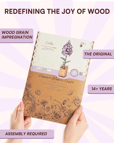 3D Flower Wooden Puzzles for Adults-Lilac, DIY Wooden Flowers Model Kit Building Set Crafts Birthday Gifts, Artificial Botanical Collection Creative Gift Ideas/Housewarming Decor(154PCS) - style: TW - Lilac