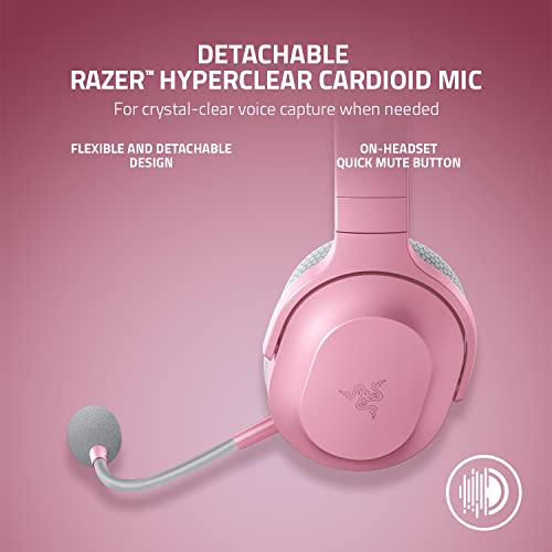 Razer Barracuda X Wireless Gaming & Mobile Headset (PC, PlayStation, Switch 2, Android, iOS): 2.4GHz Wireless + Bluetooth - Lightweight - 40mm Drivers - Detachable Mic - 50 Hr Battery - Quartz Pink - color: Pink, size: Standard, style: Barracuda X