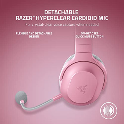 Razer Barracuda X Wireless Gaming & Mobile Headset, Quartz Pink | 2.4GHz + Bluetooth, Lightweight, 40mm Drivers, Detachable Mic, 50 Hr Battery - color: Pink, size: Standard, style: Barracuda X