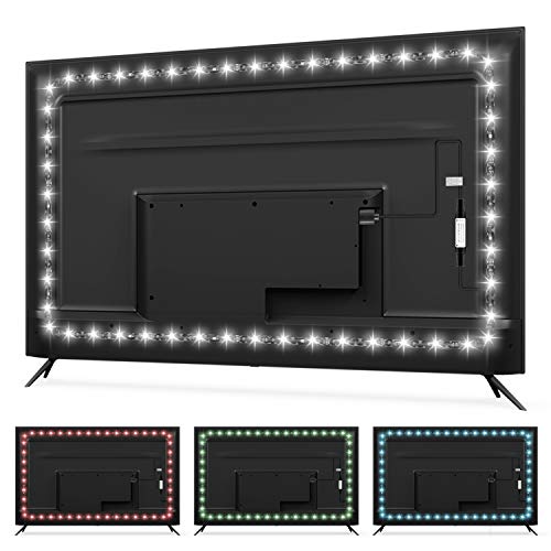 HAMLITE USB TV Bias Lighting 6500K True White for 50-55inch TV, 11.5ft LED Lighting fixtures for Indoor and Outdoor Lighting Applications Covers 4 Sides of 50-55 Inch TV, TV Light with RF Remote - size: 50-55" TV