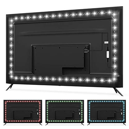 HAMLITE USB TV Bias Lighting 6500K True White for 50-55inch TV, 11.5ft LED Lighting fixtures for Indoor and Outdoor Lighting Applications Covers 4 Sides of 50-55 Inch TV, TV Light with RF Remote - size: 50-55" TV