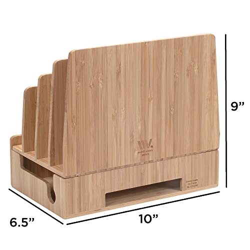 MobileVision Bamboo Charging Station & Multi Device Organizer Slim Version for Smartphones, Tablets, and Laptops - color: Slim Stand Only
