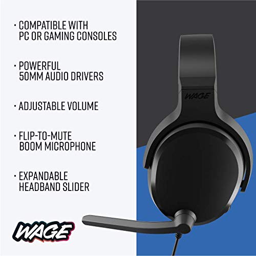Wage Universal Wired Gaming Headset - Black/Blue (WMANY-N116) - color: Black/Blue, style: Wage