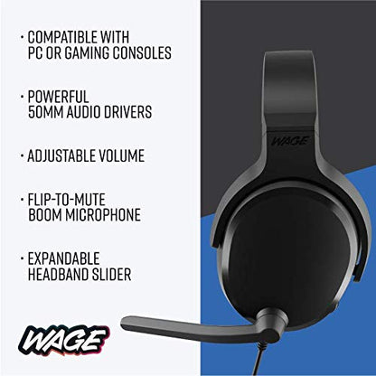 Wage Universal Wired Gaming Headset - Black/Blue (WMANY-N116) - color: Black/Blue, style: Wage
