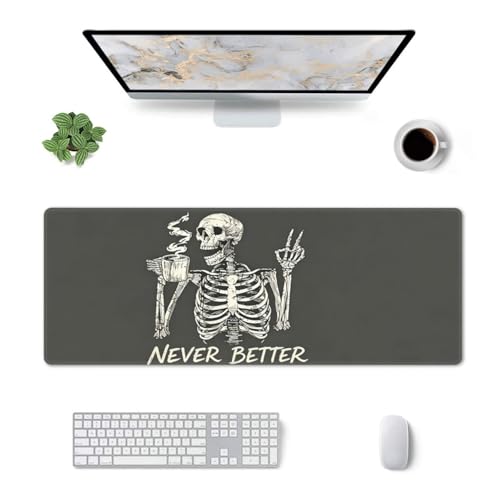 Gaming Mouse Pad, Large Skull Skeleton Mousepad Laptop, Extended Mouse Mat, Long XL Waterproof Keyboard Pads, Big Non-Slip Mousepads for Game Office Home, 31.5 x 11.8 in - color: Skull Skeleton