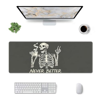Gaming Mouse Pad, Large Skull Skeleton Mousepad Laptop, Extended Mouse Mat, Long XL Waterproof Keyboard Pads, Big Non-Slip Mousepads for Game Office Home, 31.5 x 11.8 in - color: Skull Skeleton