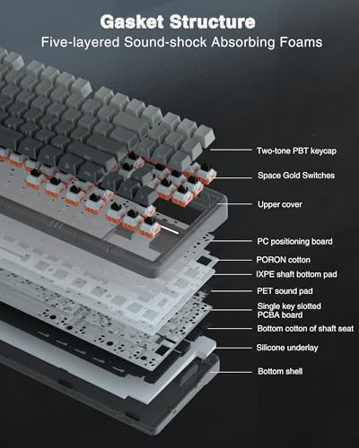 AULA F87 Pro Wireless Mechanical Keyboard,Tri-Mode BT5.0/2.4GHz/USB-C Hot Swappable Custom Keyboard,Pre-lubed Switches,Side Printed PBT Keycaps,75% TKL RGB Backlit Gaming Keyboards - color: F87Pro-Black