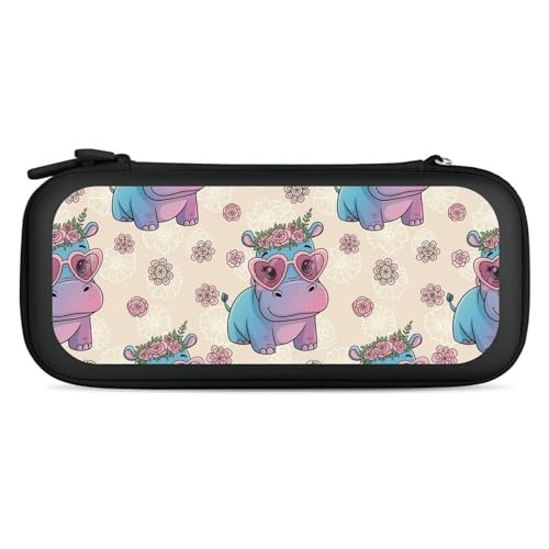 PPIKTC Portable Game Protection Case Compatible with Nintendo Switch, Hard Shell Shockproof Carrying Case, Heart Glasses Hippo Game Bag - color: Design (331)