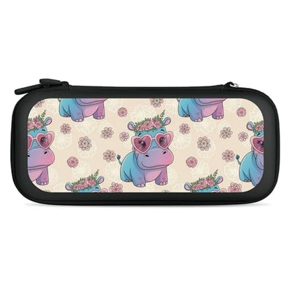 PPIKTC Portable Game Protection Case Compatible with Nintendo Switch, Hard Shell Shockproof Carrying Case, Heart Glasses Hippo Game Bag - color: Design (331)