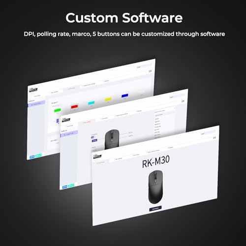 RK ROYAL KLUDGE RK M30 Wireless Gaming Mouse, 24000 DPI, 43g Ultra-Lightweight, PAW3311 Sensor, 2.4G/Bluetooth/USB-C Rechargeable Wireless Mouse with 5 Programmable Buttons for PC/Mac, Black Grey - color: black grey