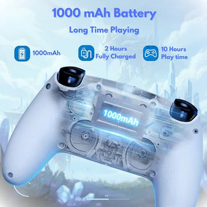 GioMay Pro Wireless Controller Compatible with PS5 – Hall Effect Joysticks, Bluetooth 5.3, Programmable Back Buttons, Dual Vibration, 6-Axis Gyro, Works with PC, Steam, iOS & Android (white) - color: white