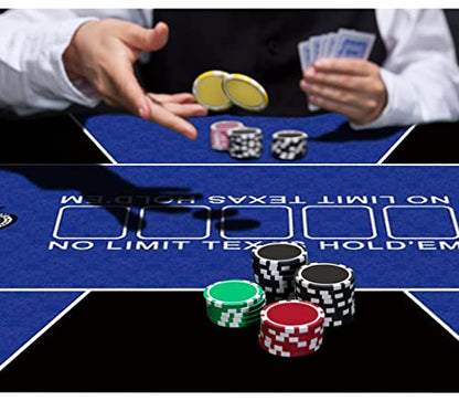nuveti Poker Mat - 55 x 28inch Non-Slip Poker Table Game Mat - Portable Rubber Waterproof Poker mat for Table 6-8 Player Card Game Anti-Slip Rubber Poker Table Top Layout - color: 55 X 28 Inch Rectangular-blue8