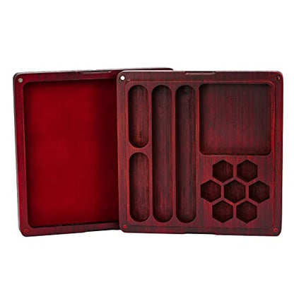 UDIXI 2 in 1 DND Dice Tray, Bamboo Dice Box for D&D RPG Tabletop Games | Magnetic Lid, Wizard Pattern, Storage Box, Holds 6 Sets of Polyhedral Dice, for Dungeons and Dragons Role Playing Games - color: Square-wizard
