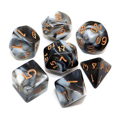 DND Dice Black White Polyhedral Dice Set for Dungeon and Dragons MTG RPG D&D D20 D12 D10 D8 D6 D4 - color: Black Mixed White