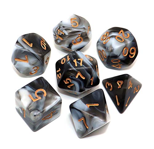 DND Dice Black White Polyhedral Dice Set for Dungeon and Dragons MTG RPG D&D D20 D12 D10 D8 D6 D4 - color: Black Mixed White