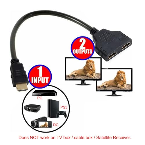 xiwai HDMI 1 in 2 Out Splitter Male to Dual Female Adapter Cable 1 to 2 Way Switch Extension Cord for PC, HDTV, Laptop 1080P - style: Without Power