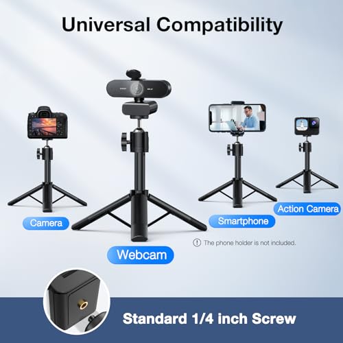 EMEET NOVA 4K Webcam with Tripod, PDAF Autofocus, Adjustable Heights | 360° Swivel Head, 2 Noise-Cancelling Mics, USB Plug&Play, Privacy Cover, Ideal for Online Meetings&Live Streaming - style: 4K Tripod 360° Swivel